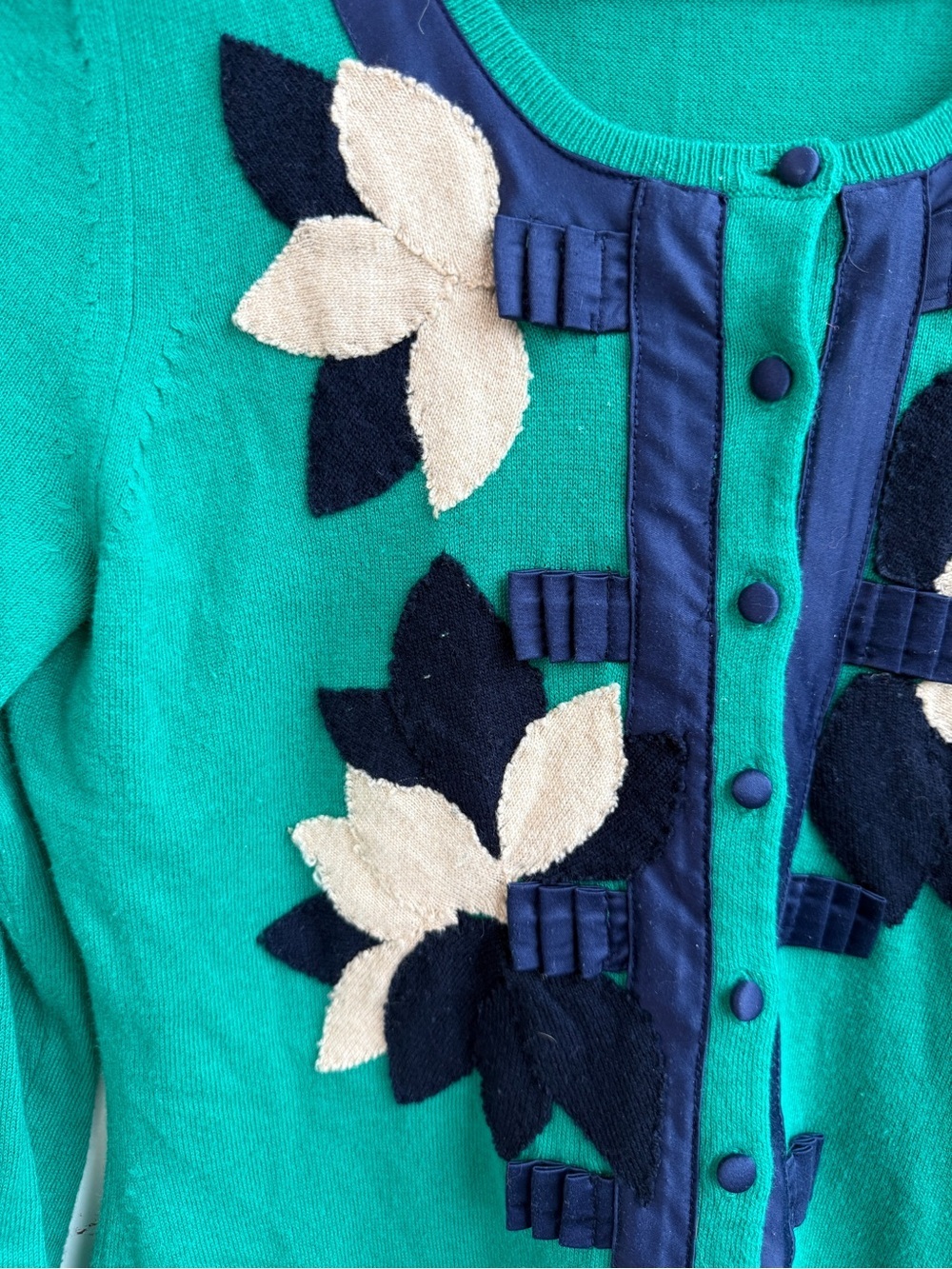 Field Flower Floral Appliqué Grandmacore Cardigan Size S - Picture 3 of 4